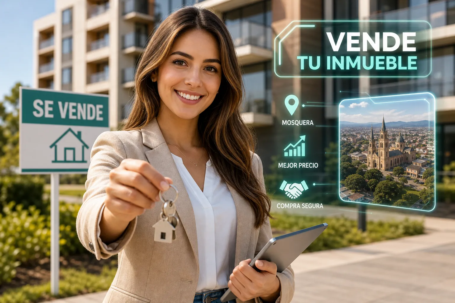 chica entregando las llaves de un apartamento vendido en la sabna occindete de bogota
